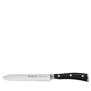 Wusthof Classic Ikon 5 Serrated Utility Knife In Black