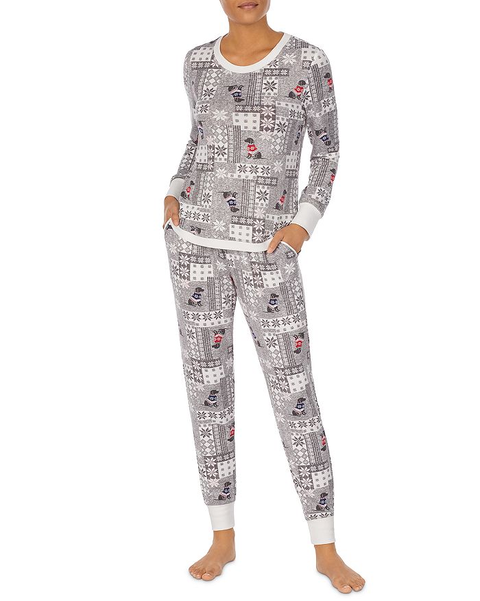 Jane & Bleecker New York Printed Pajama Set In Grey Multi