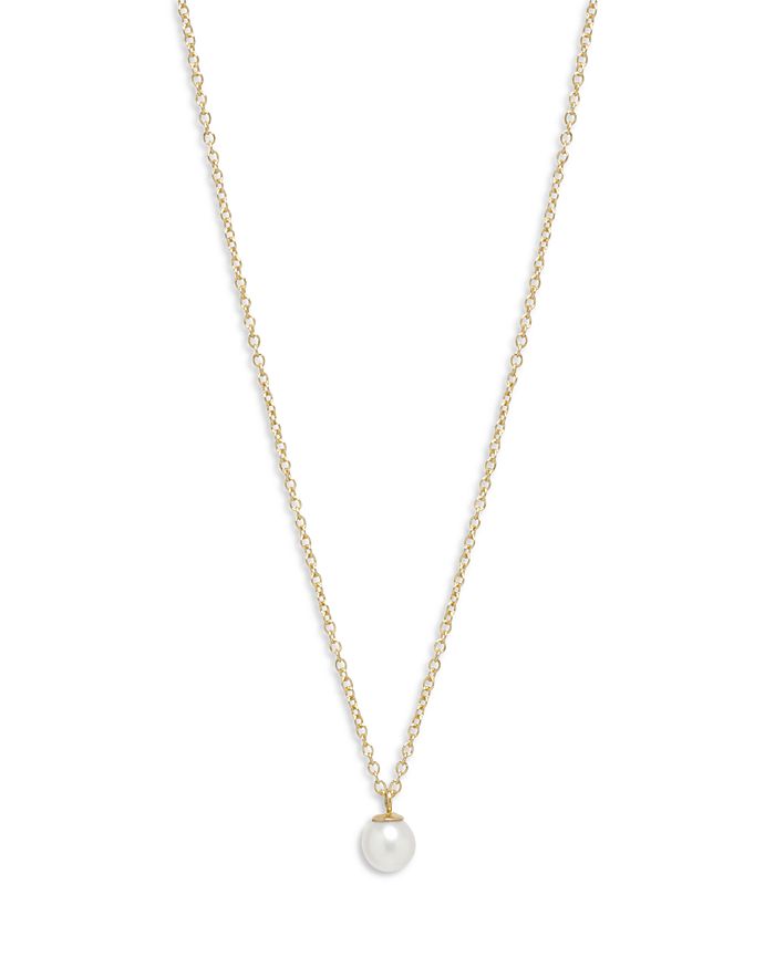 Zoë Chicco 14k Yellow Gold White Pearls Cultured Freshwater Pearl Solitaire Pendant Necklace, 14-16
