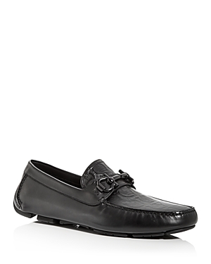 Ferragamo Mens Black Parigi Buckled Leather Driver Shoes In Nero