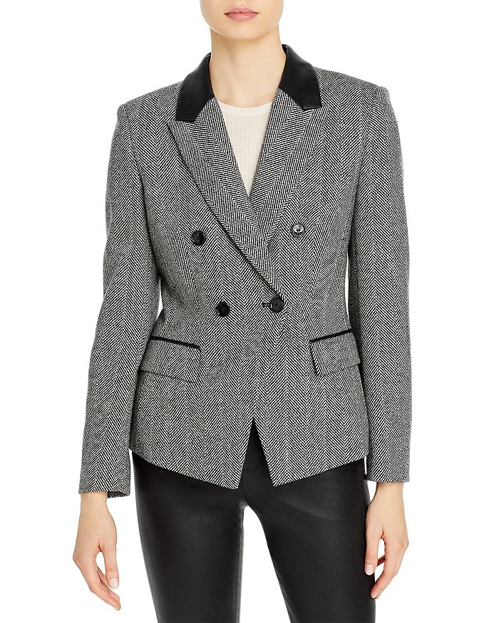 BOSS Jakuba Faux Leather Trim Tweed Blazer | Bloomingdale's