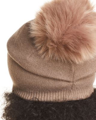 Cashmere Faux Fur Pom Pom Hat