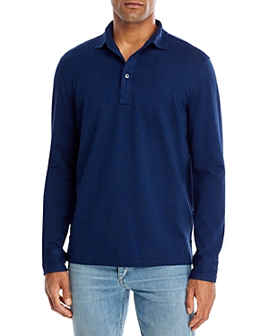 Polo Ralph Lauren Custom Slim Fit Long Sleeve Mesh Polo Shirt In Blue Heather