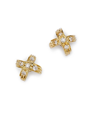 Roberto Coin 18K Yellow Gold 'X' Pave Stud Earrings