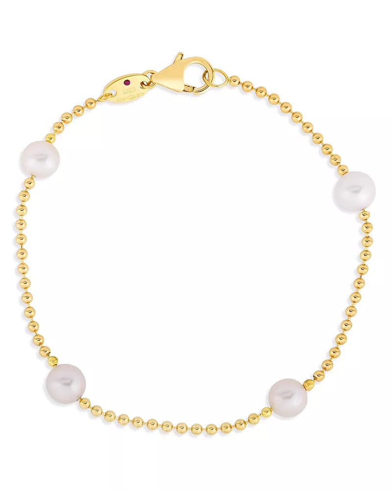 Roberto Coin 18K Yellow Gold Cultured Pearl Station Bracelet