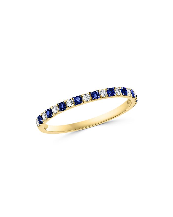 Bloomingdale's Blue Sapphire & Diamond Stacking Ring in 14K Yellow Gold ...
