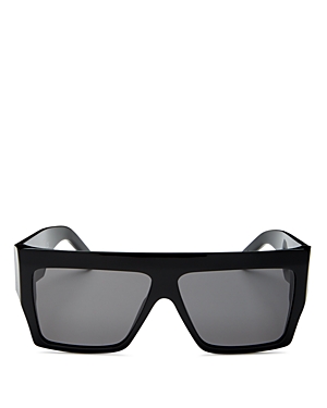 Celine Unisex Polarized Flat Top Square Sunglasses, 57mm In Shiny Black/smoke