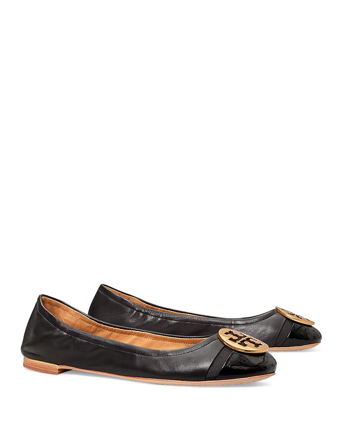 Tory Burch Minnie Patent Cap-toe Ballet Flat In Perfect Black