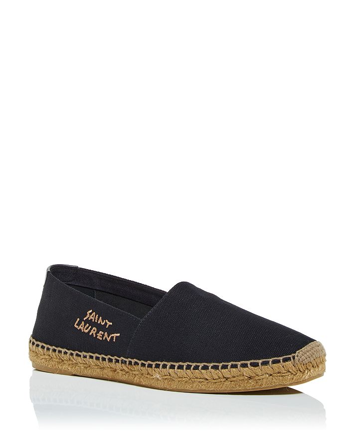 Saint Laurent - Embroidered Monogram Espadrilles - Men - Rubber/Calf LeatherCalf Leather - 39 - Black