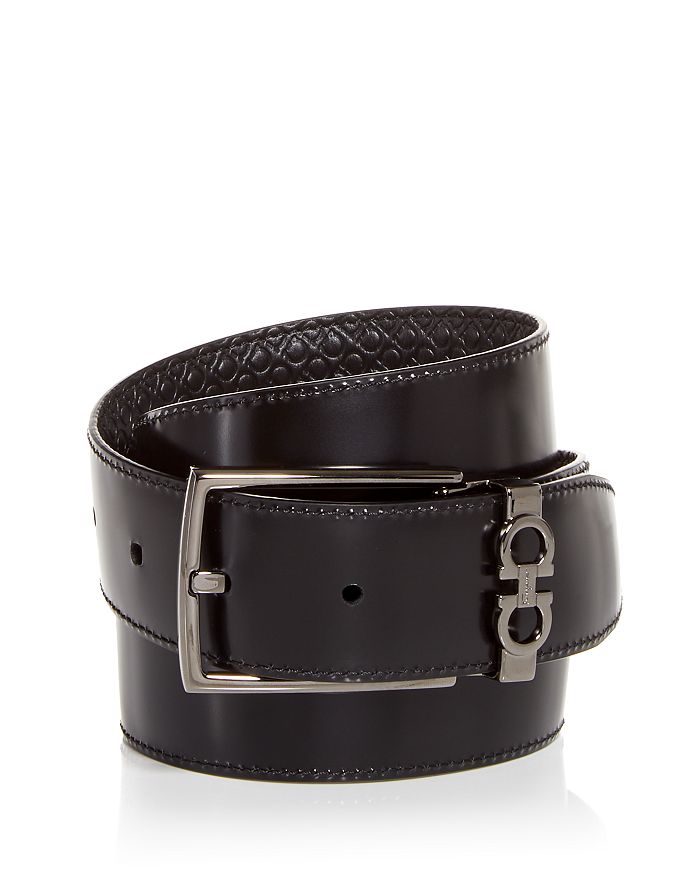 Ferragamo - Men's Gancini Embossed Reversible Leather Belt