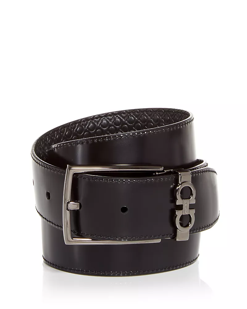 Salvatore Ferragamo Men's Gancini Embossed Reversible Leather Belt