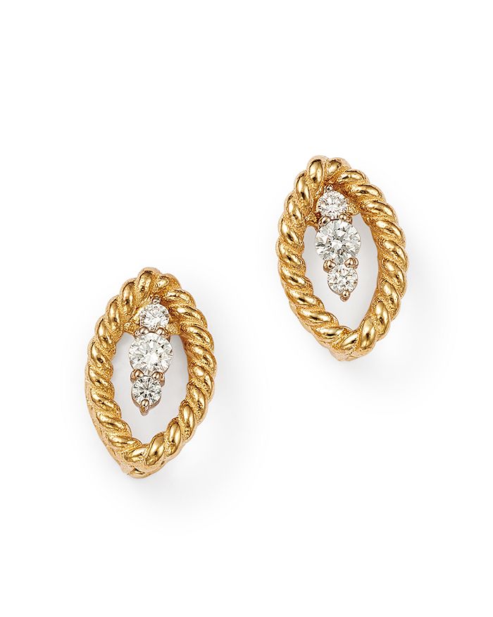 Roberto Coin 18K Yellow Gold New Barocco Diamond Stud Earrings
