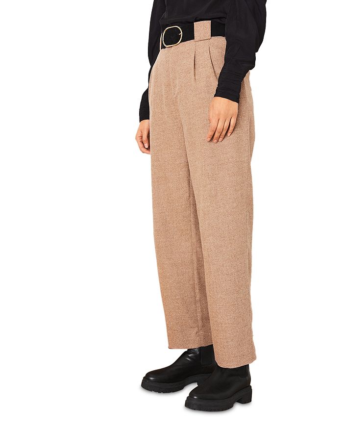 Ba&sh Ba & Sh Firenze Pleated Straight Leg Pants In Beige