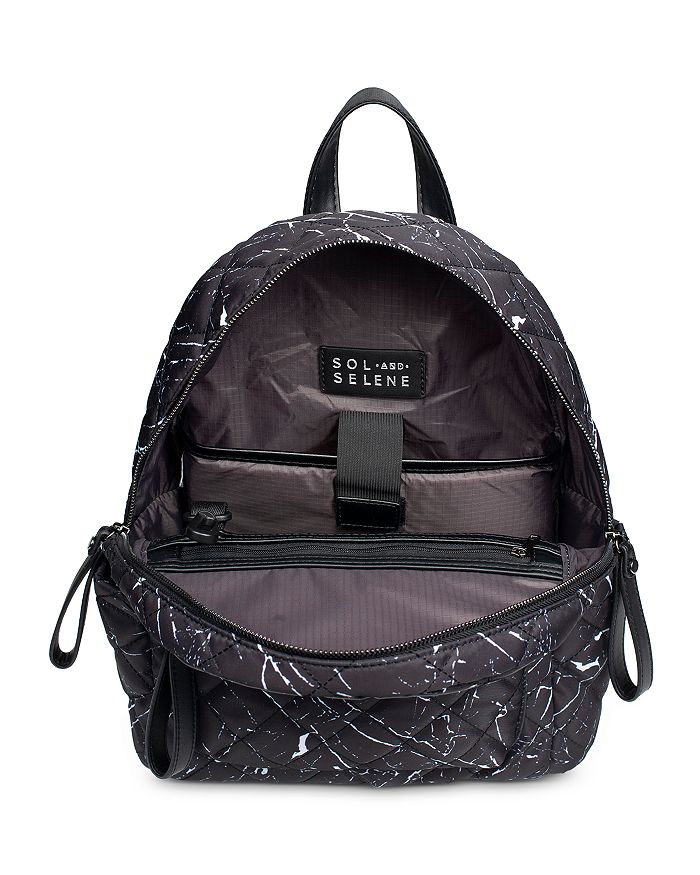 Sol & Selene Mini Motivator Quilted Nylon Backpack In Black Marble