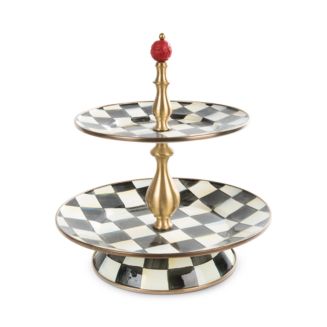 MacKenzie-Childs Courtly Check Enamel Two-Tier Sweet Stand | Bloomingdale's Mackenzie-Childs
