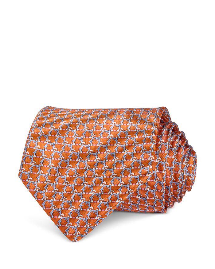 Ferragamo Gancini Silk Classic Tie In Arancio