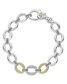 LAGOS - Sterling Silver & 18K Yellow Gold Lux Diamond Chain Bracelet