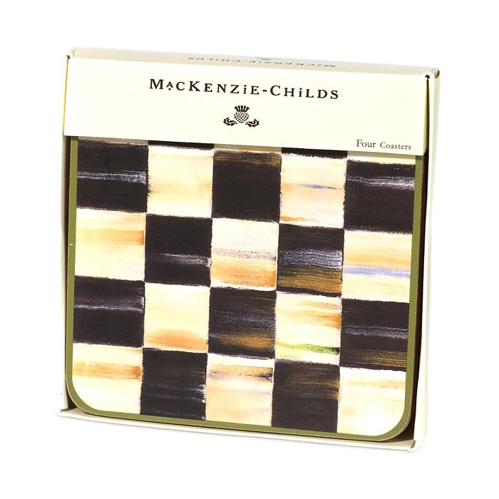 Shop Mackenzie-childs Courtly Check Cork-back Coasters - Set Of 4