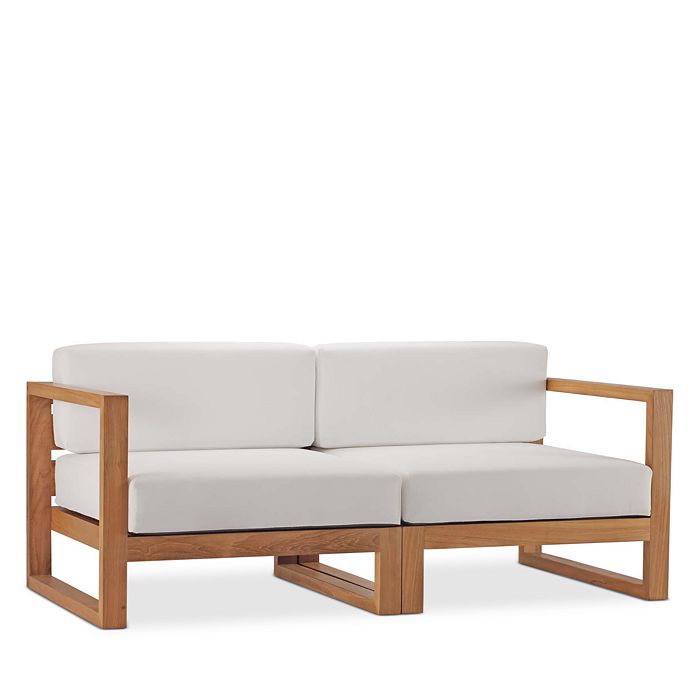 Modway Upland Outdoor Patio Teak Wood 2-piece Sectional Loveseat In Natural White