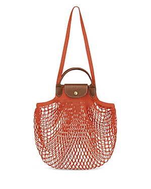 Longchamp Le Pliage Filet Knit Shoulder Bag In Orange