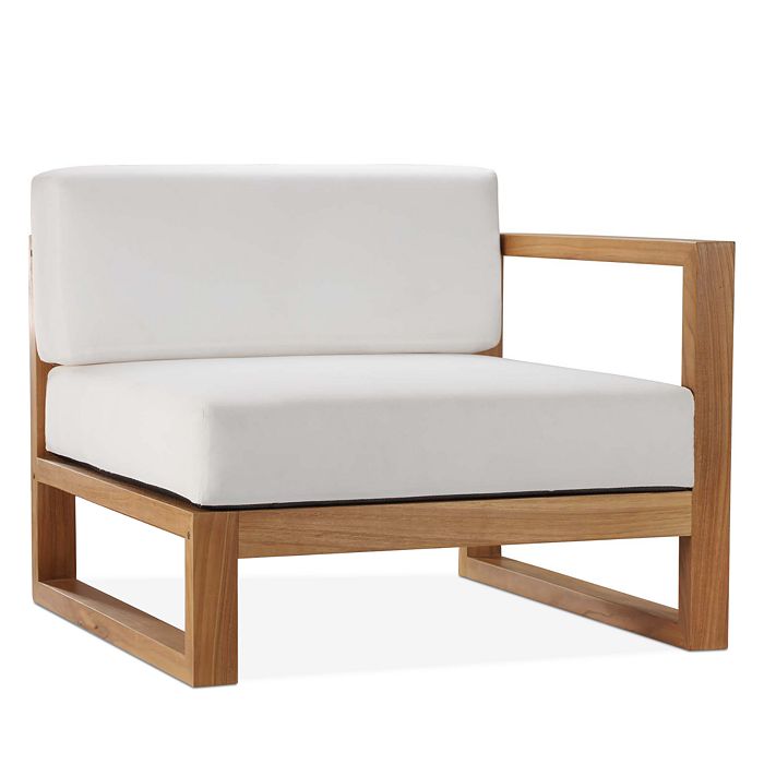 Modway Upland Outdoor Patio Teak Wood Chair In Natural White