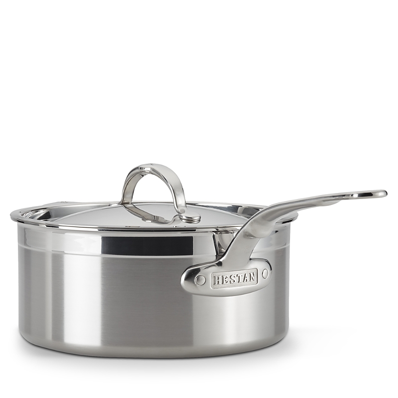 Hestan Probond Clad Stainless Steel 4-quart Covered Saucepan With Helper Handle In Silver