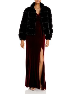 Off-the-Shoulder Fluted Velvet Gown - Exclusive