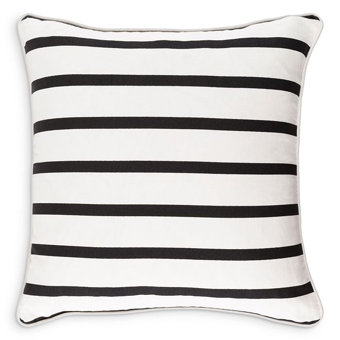 Surya Glyph Striped Decorative Pillow, 18 X 18 In White/black Stripes