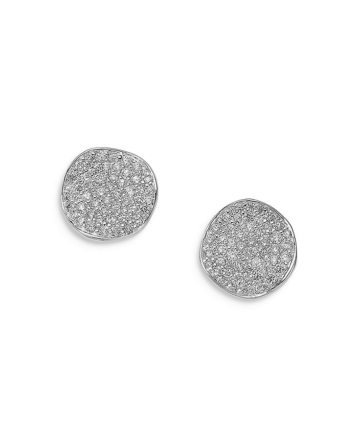 IPPOLITA STERLING SILVER STARDUST BUTTON EARRINGS WITH DIAMONDS,SE1187DIA