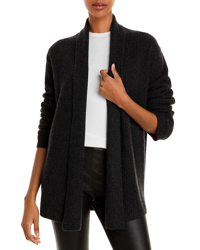 Theory Clairene Cashmere Cardigan In Deep Charcoal