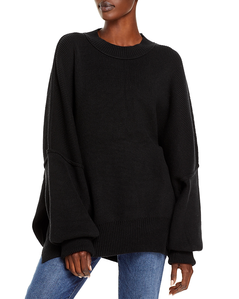 Free People Easy Street Tunic Sweater In Black