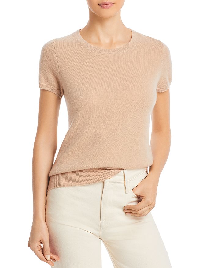 C By Bloomingdale's Short-sleeve Cashmere Sweater - 100% Exclusive In Honey