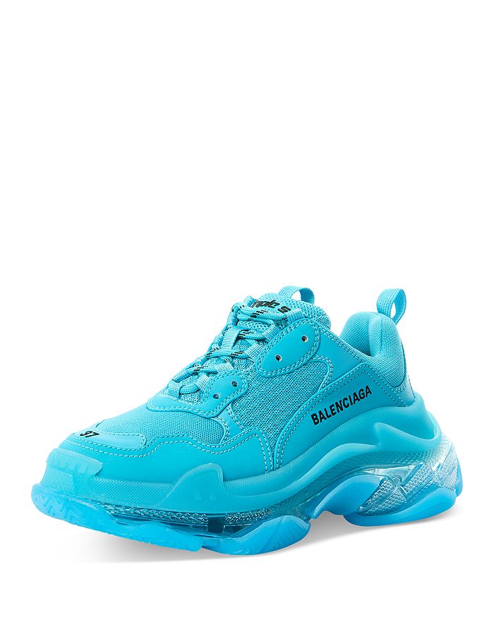 Balenciaga Women's Triple S Clear Sole Chunky Sneakers In Turquoise