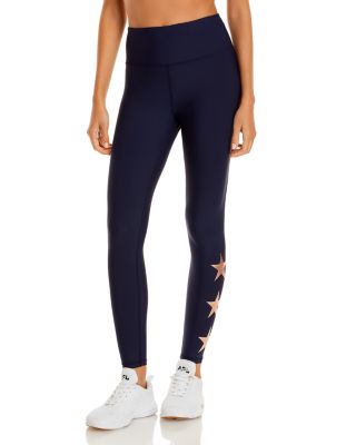 AQUA Foil Star High Rise Ankle Leggings 