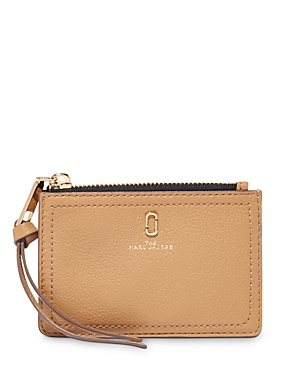 Marc Jacobs Top Zip Small Leather Wallet In Dirty Chai