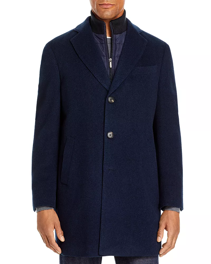 Cardinal Of Canada Wool-Cashmere Regular Fit Topcoat With Bib