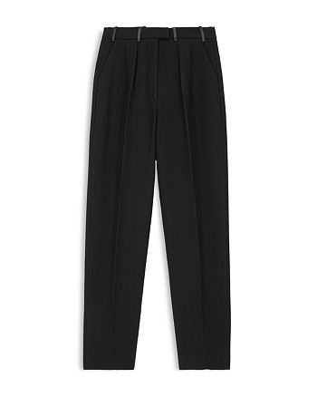 The Kooples Leather Trimmed Pleated Pants | Bloomingdale's