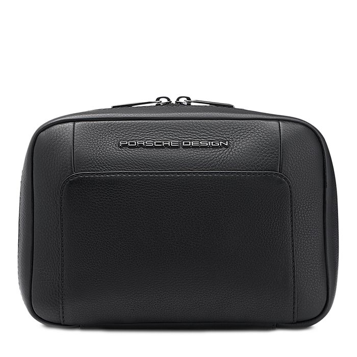 Porsche Design Roadster Leather Wash Bag In Black