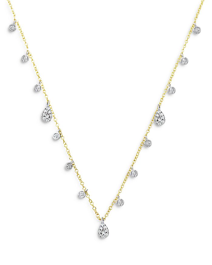 Meira T 14k Yellow Gold Diamond Teardrop Necklace, 18 In White