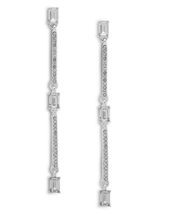 Ralph Lauren Lauren  Baguette Linear Drop Earrings In Crystal White