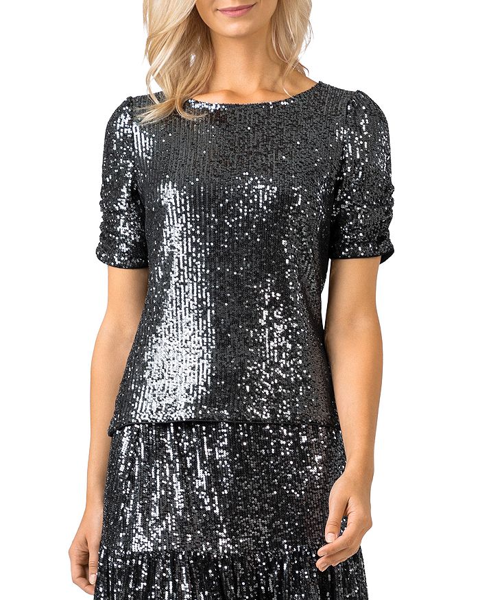 sequin puff sleeve