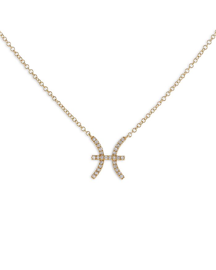 Adinas Jewels Pave Pisces Pendant Necklace, 16-18 In Gold