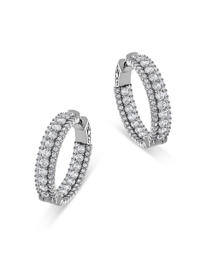 Bloomingdale's Diamond Inside Out Hoop Earrings In 14k White Gold, 4.50 Ct. T.w. - 100% Exclusive