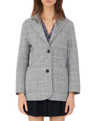 plaid wool blend coat