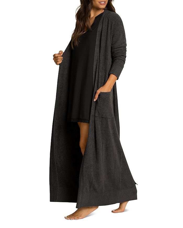 Shop Barefoot Dreams Cozychic Lite Ribbed Long Robe In Carbon