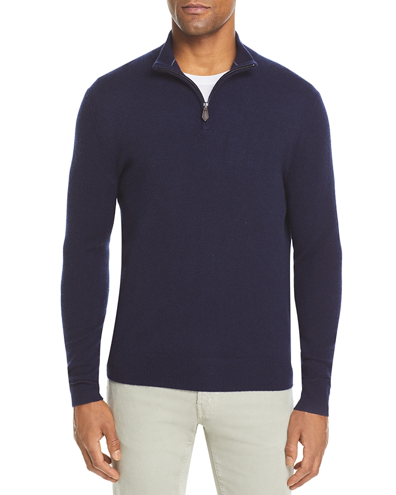 The Men's Store at Bloomingdale's Navy Blue Cashmere Half-Zip Sweater - Exclusive
