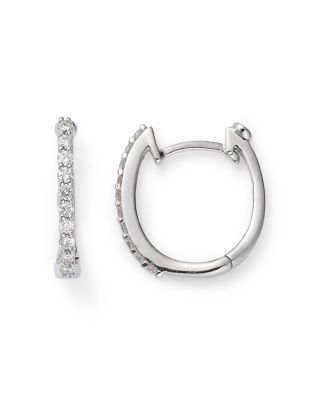 18K Gold Small Diamond Huggie Hoop Earrings