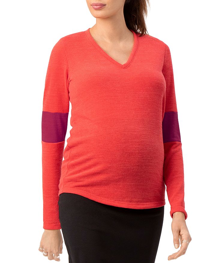 STOWAWAY COLLECTION ELBOW TRIM MATERNITY SWEATER,2039ELBOWCUFFSWEATR