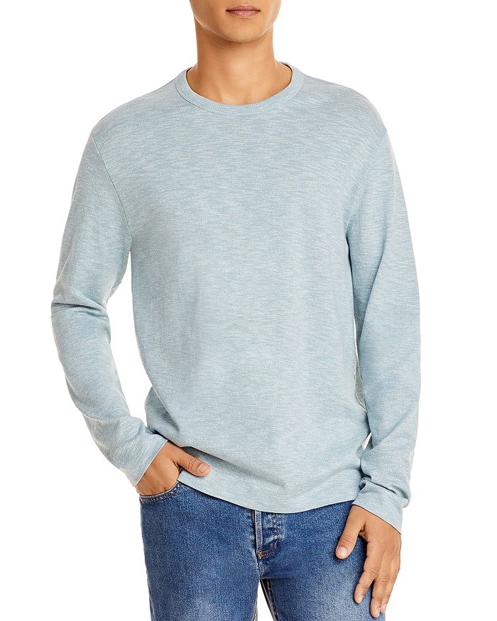 Vince Regular Fit Stretch Cotton Thermal Long Sleeve T-shirt In Dark Morning Blue