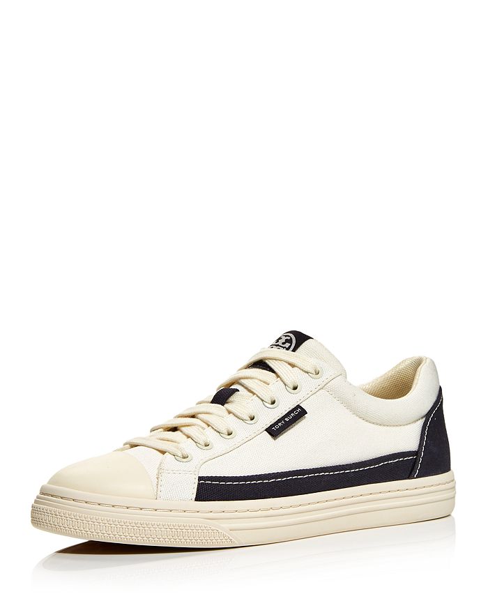 Tory Burch Women's Classic Court Lace Up Sneakers In Ivory/navy